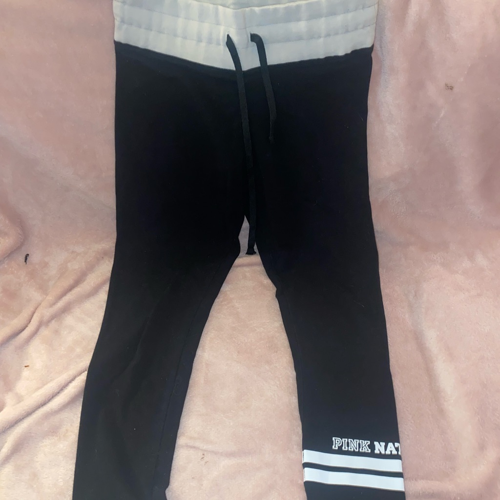 Vs Pink Leggings With Grey Band